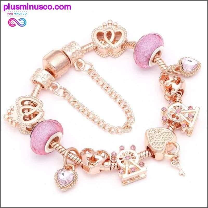 Heart & Key Pendant Rose Gold Color Fine Bracelets & Bangles - plusminusco.com
