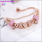 Heart & Key Pendant Rose Gold Color Fine Bracelets at Bangles - plusminusco.com