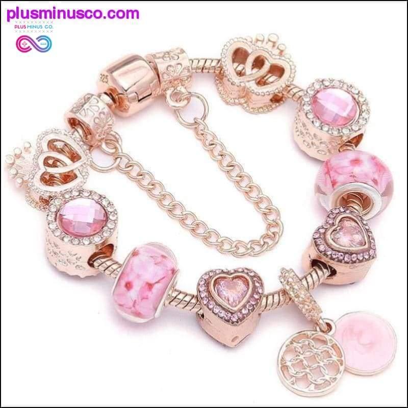 Colgante de corazón y llave Color oro rosa Pulseras y brazaletes finos - plusminusco.com