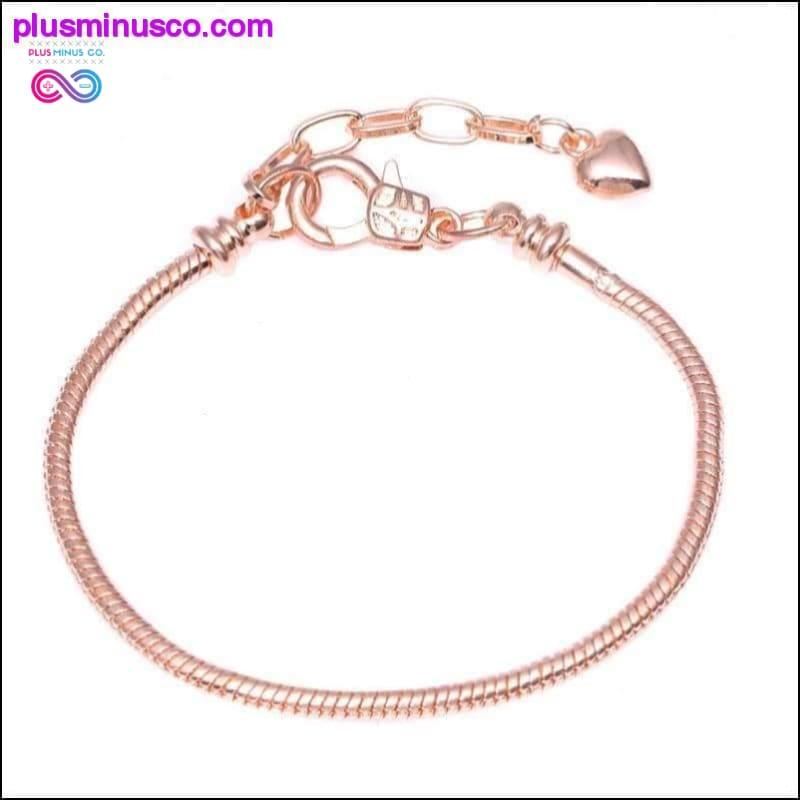 Pulseiras e braceletes finos com pingente de coração e chave em ouro rosa - plusminusco.com