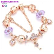 Zawieszka w kształcie serca i kluczy Bransoletki i bransoletki w kolorze różowego złota - plusminusco.com