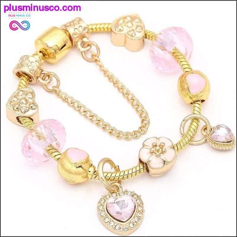 Heart & Key Pendant Rose Gold Color Fine Bracelets & Bangles - plusminusco.com