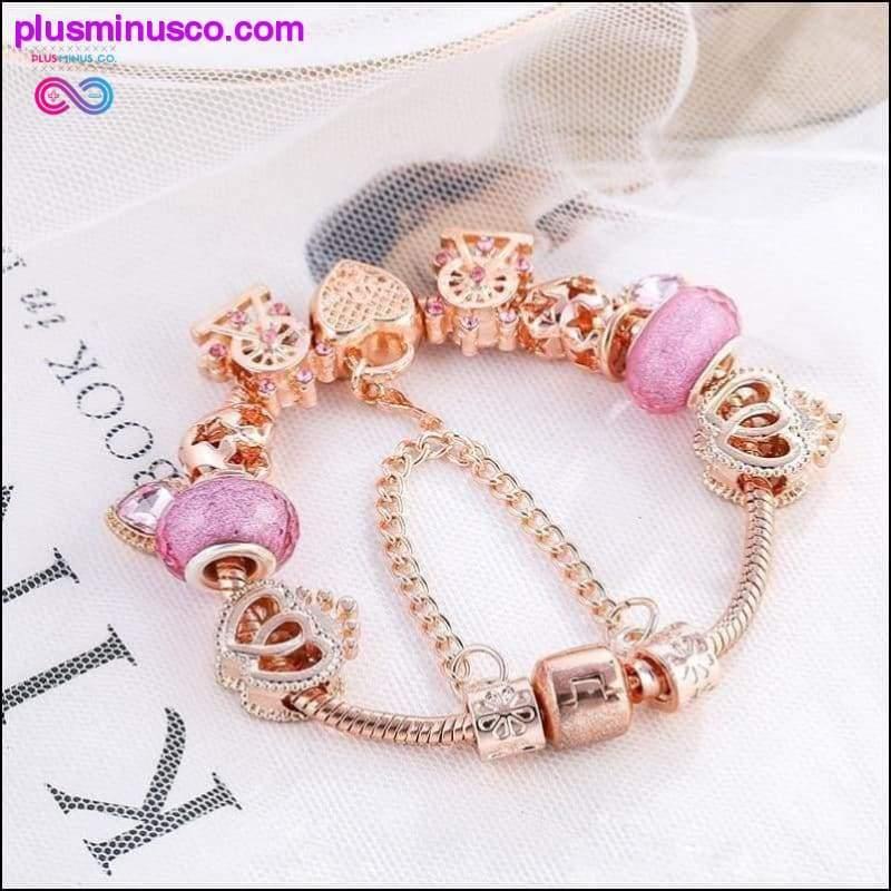 Heart & Key Pendant Rose Gold Color Fine Bracelets at Bangles - plusminusco.com