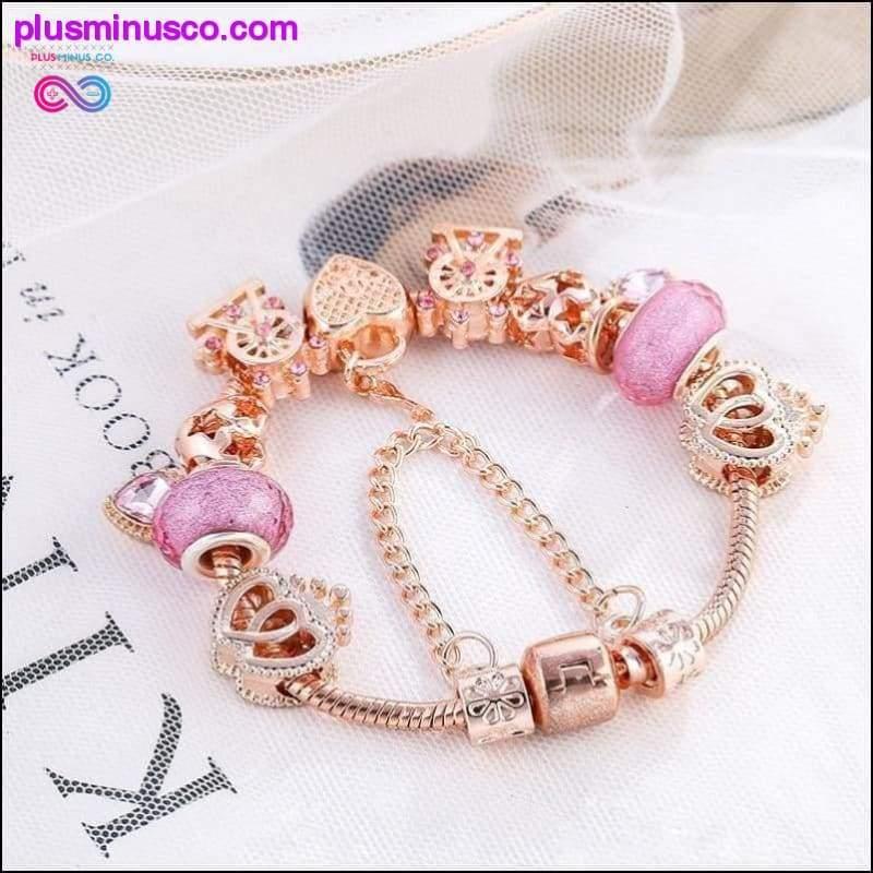Heart & Key Pendant Rose Gold Color Fine Bracelets & Bangles - plusminusco.com