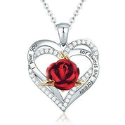Heart Shaped Rose Metal Necklace Jewelry - plusminusco.com