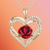Heart Shaped Rose Metal Necklace Jewelry - plusminusco.com