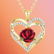 Heart Shaped Rose Metal Necklace Jewelry - plusminusco.com