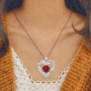 Heart Shaped Rose Metal Necklace Jewelry - plusminusco.com