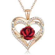 Heart Shaped Rose Metal Necklace Jewelry - plusminusco.com