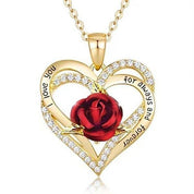Heart Shaped Rose Metal Necklace Jewelry - plusminusco.com