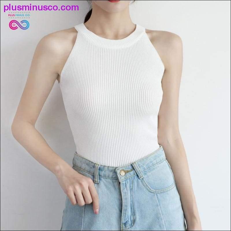 HELIAR Tops Women Crop Tops Off Shoulder Stretchy Knitted - plusminusco.com