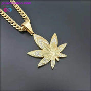 Hemp Leaf Pendant Necklaces For Men Gold Color Stainless - plusminusco.com
