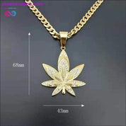 Hemp Leaf Pendant Necklaces For Men Gold Color Stainless - plusminusco.com