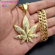 Hemp Leaf Pendant Necklaces For Men Gold Color Stainless - plusminusco.com
