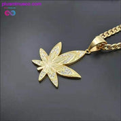 Hemp Leaf Pendant Necklaces For Men Gold Color Stainless - plusminusco.com