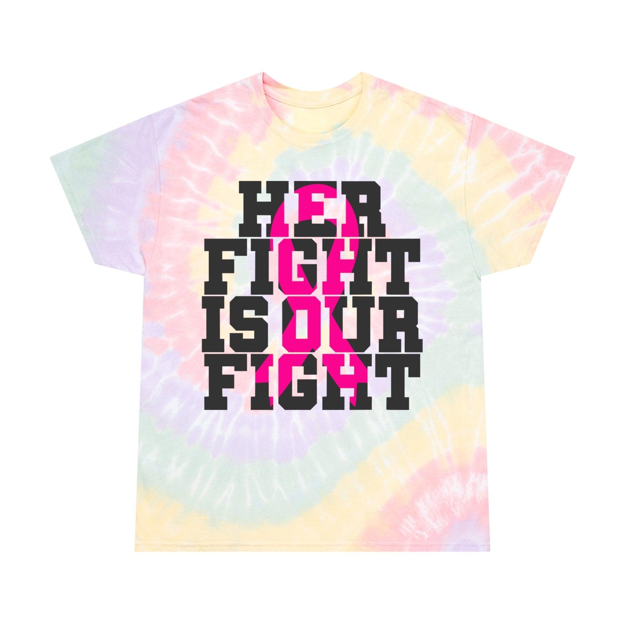 그녀의 싸움은 우리의 싸움입니다 유방암 셔츠, 암 생존자 셔츠, 유방암 인식, 핑크 리본 타이 염색 티셔츠, 나선형 - plusminusco.com