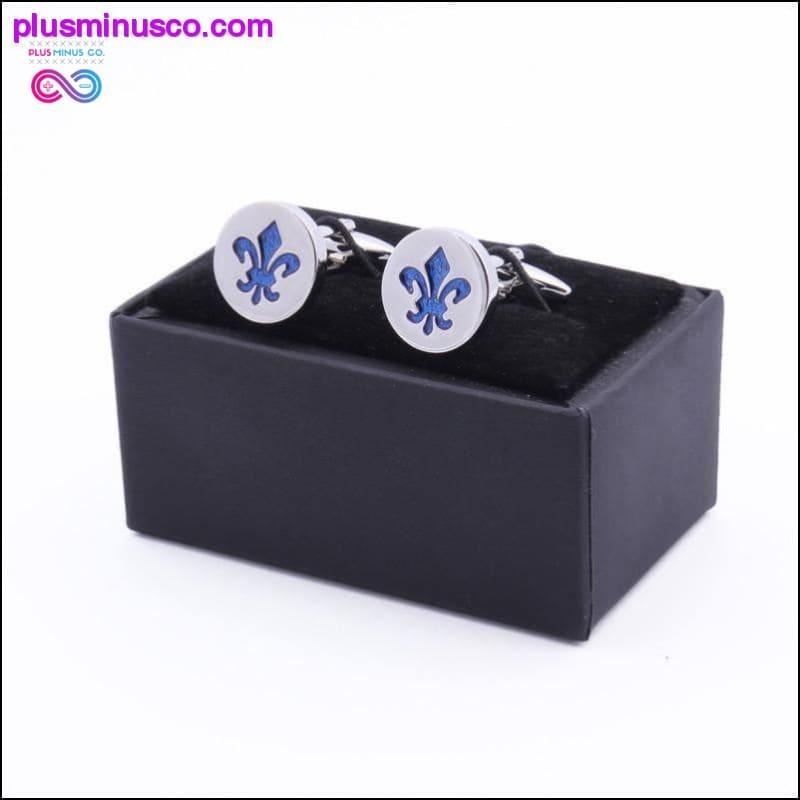 Aukštos kokybės klasikinės mėlynos spalvos emalio sidabrinės apvalios kaklaraiščių segtukai ir - plusminusco.com