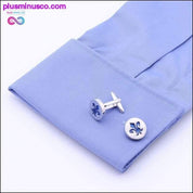 Högkvalitativ klassisk blå emalj Silver runda slipsklämmor & - plusminusco.com