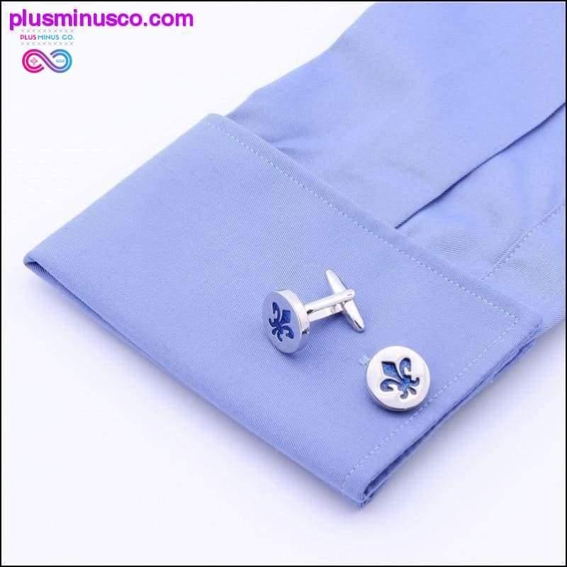 Högkvalitativ klassisk blå emalj Silver runda slipsklämmor & - plusminusco.com