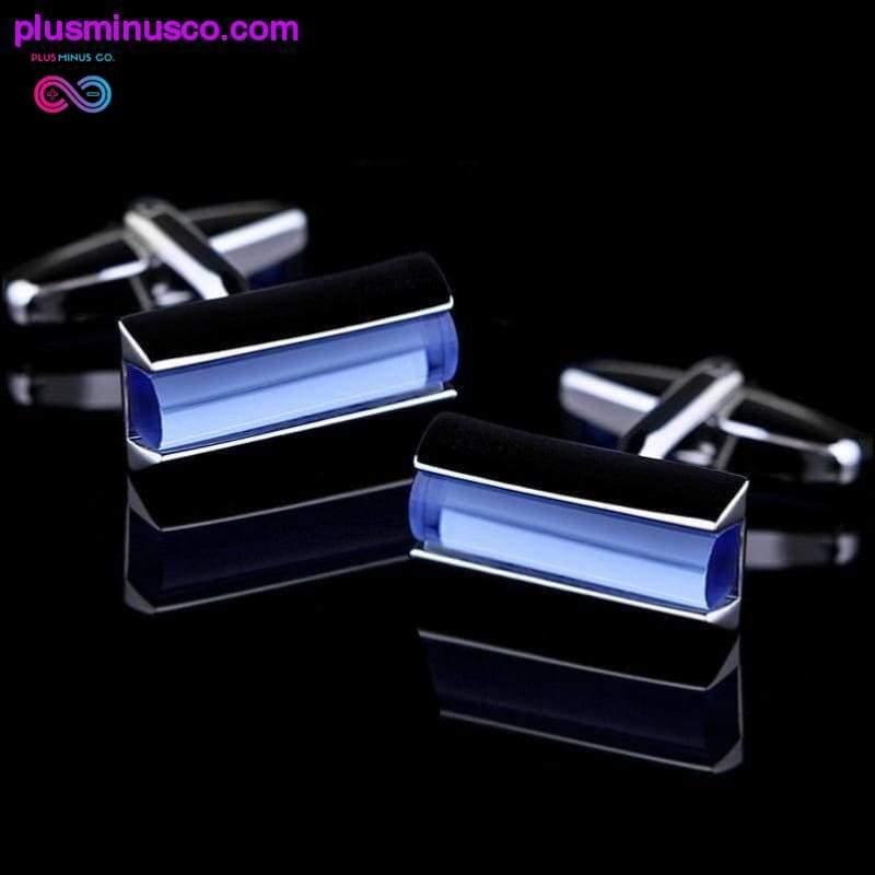 Aukštos kokybės prabangios mėlynos spalvos krištolo rankogalių sąsagos vyrams – plusminusco.com