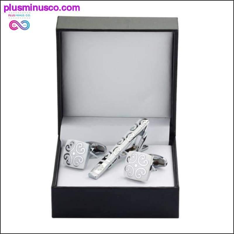 Hochwertiges Luxus-Krawattenklammer-Geschenkset mit runden Manschettenknöpfen – plusminusco.com