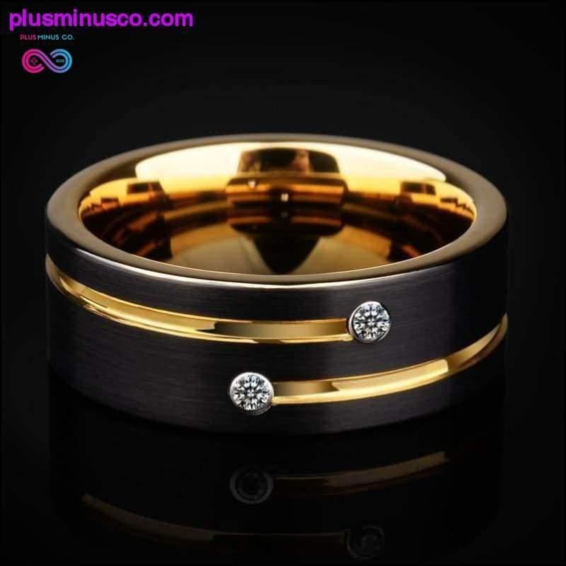 8mm Black Tungsten Rings with - plusminusco.com