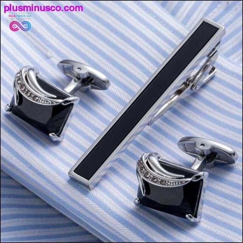 Высококачественные запонки из оникса и зажим для галстука - plusminusco.com