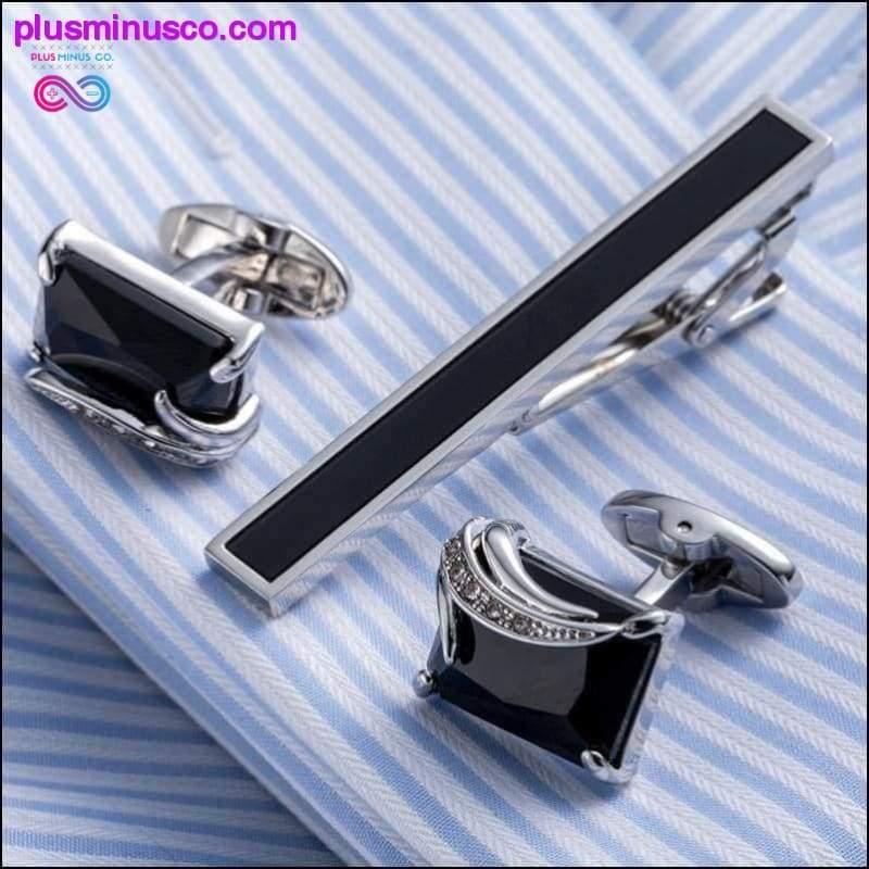 High Quality Onyx Cuff Links And Tie Clip Pin - plusminusco.com