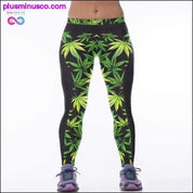 High Waist 3D Green Weed Leaf Casual Leggings - plusminusco.com