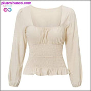 Усукана елегантна блуза с висока талия и големи размери - plusminusco.com