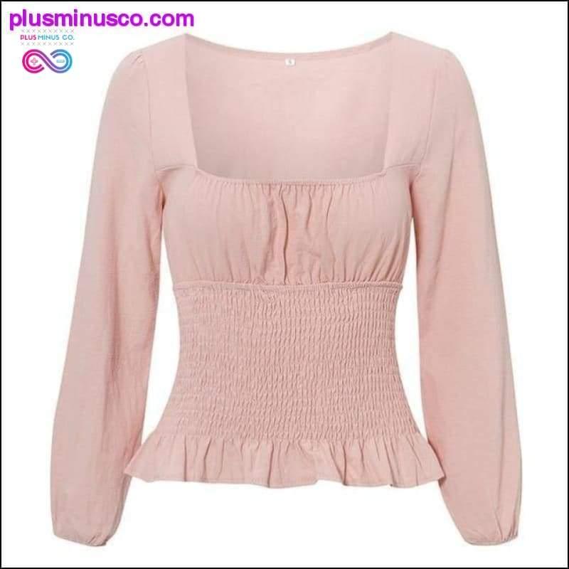 Усукана елегантна блуза с висока талия и големи размери - plusminusco.com