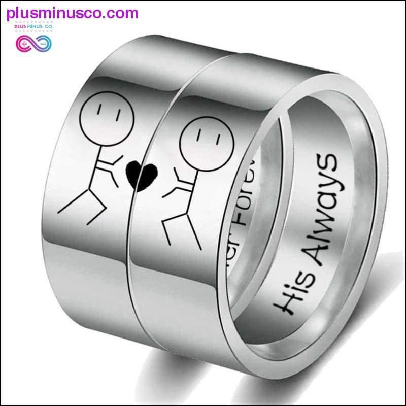 His Queen Her King Couple Ring Stainless steel Ring Silver - plusminusco.com
