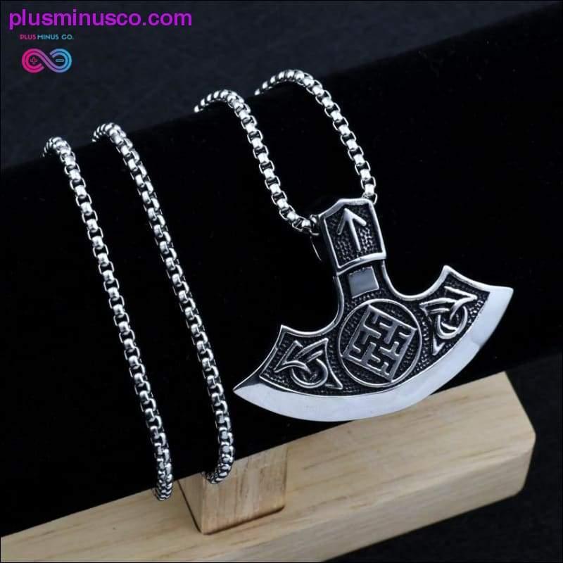 HNSP Punk Thor Axe Stainless steel chain pendant necklace - plusminusco.com