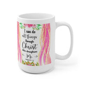 Wszystko mogę w Chrystusie, który mnie wzmacnia. Filipian 4:13 Biały kubek ceramiczny, kubek z napisem Pismo Święte - plusminusco.com