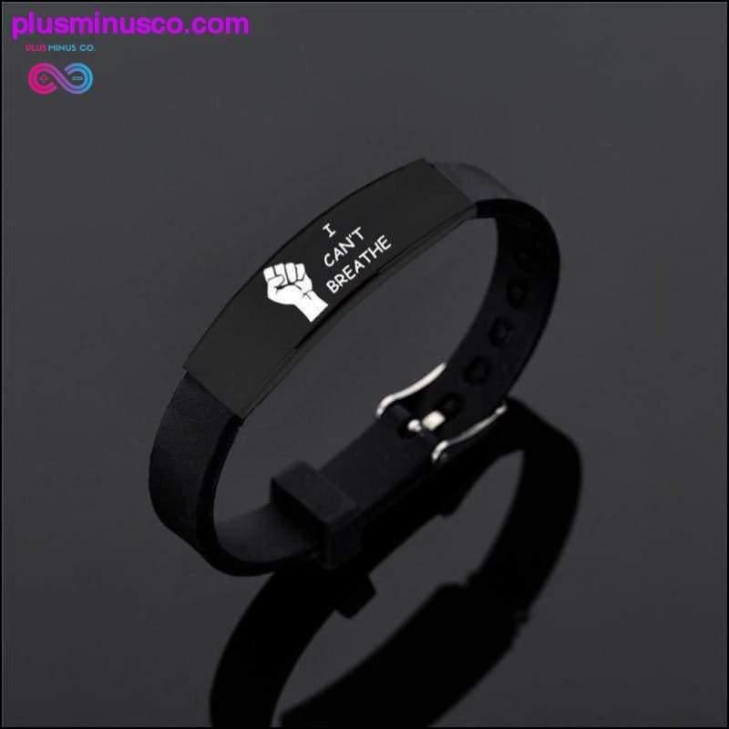 I Can't Breath Bracelets Black Stainless Steel Silicone - plusminusco.com