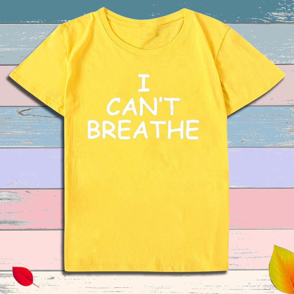 T-shirt a maniche corte con stampa di lettere I Can't Breathe - plusminusco.com