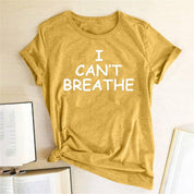 Koszulka z krótkim rękawem i nadrukiem w litery „Nie mogę oddychać” – plusminusco.com