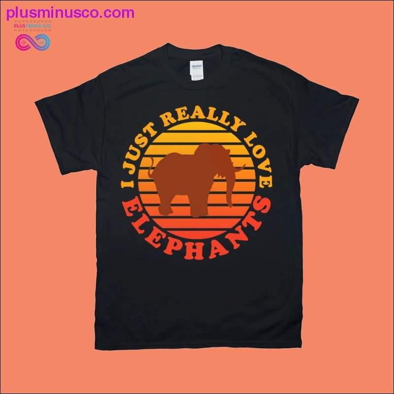 I just really love Elephants | Retro Sunset T-Shirts - plusminusco.com