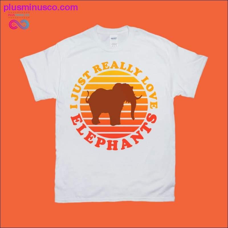 Es vienkārši ļoti mīlu ziloņus | Retro saulrieta T-krekli - plusminusco.com