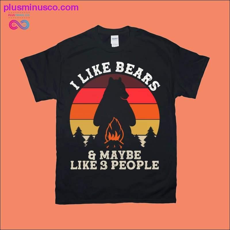 나는 곰을 좋아하고 어쩌면 3명을 좋아할 수도 있습니다 | 레트로 선셋 티셔츠 - plusminusco.com