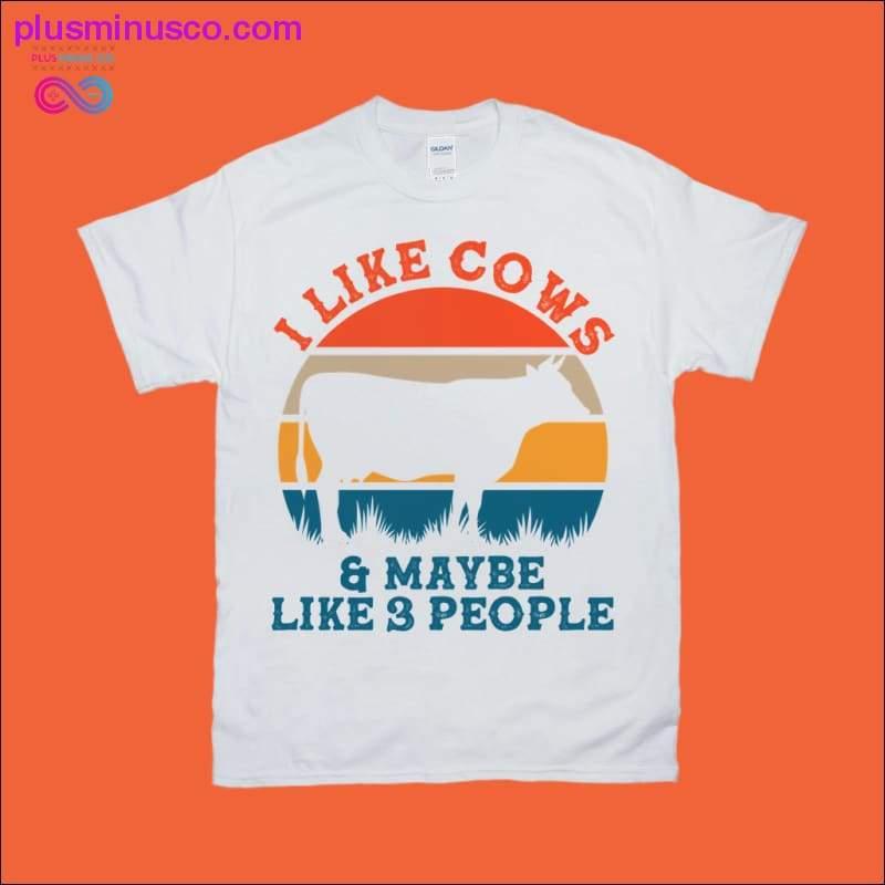 Ich mag Kühe und vielleicht auch 3 Personen | Retro-Sonnenuntergang-T-Shirts - plusminusco.com