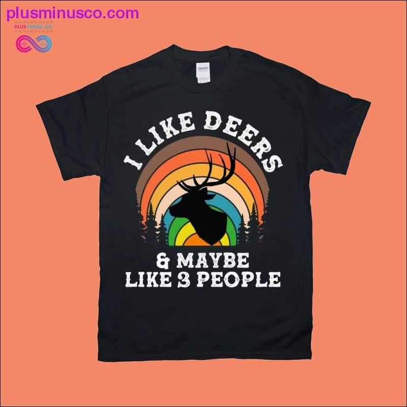 Μου αρέσουν τα ελάφια & ίσως σαν 3 άτομα | Retro Sunset T-Shirts - plusminusco.com