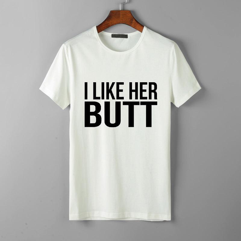 Мне падабаецца яго барада I Like Her Butt Tumblr T-Shirt Яго барада і яе поп Футболкі - plusminusco.com