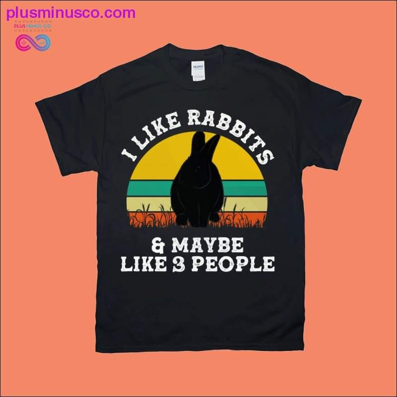 Jeg liker kaniner og kanskje liker 3 personer | Retro Sunset T-skjorter - plusminusco.com