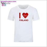 आई लव फ़िनलैंड लेटर प्रिंटेड टी-शर्ट मेन समर फ़ैशन - प्लसमिनस्को.कॉम
