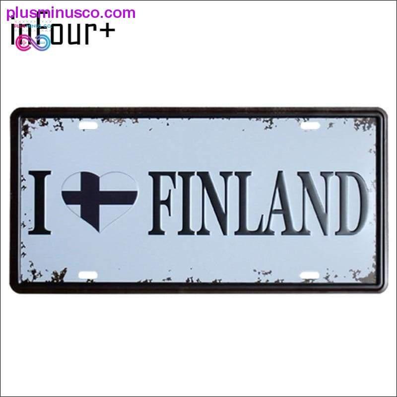 I Love FINLAND Metalo plokštės automobilio numerio skardinis ženklas Bar Pub - plusminusco.com