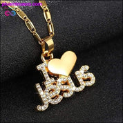I Love Jesus pendant necklace for women gold/silver/rose - plusminusco.com