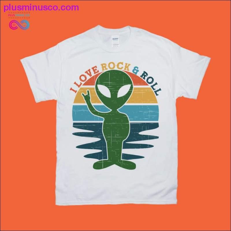 Ich liebe Rock & Roll | Außerirdischer | Retro-Sonnenuntergang-T-Shirts - plusminusco.com