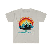 Plaukiu baidarėmis arba galvoju apie tai Retro saulėlydis, retro saulėlydžio marškinėliai baidarių marškinėliai, baidarių dovana, baidarių marškinėliai, kanojų irklavimo dovana – plusminusco.com