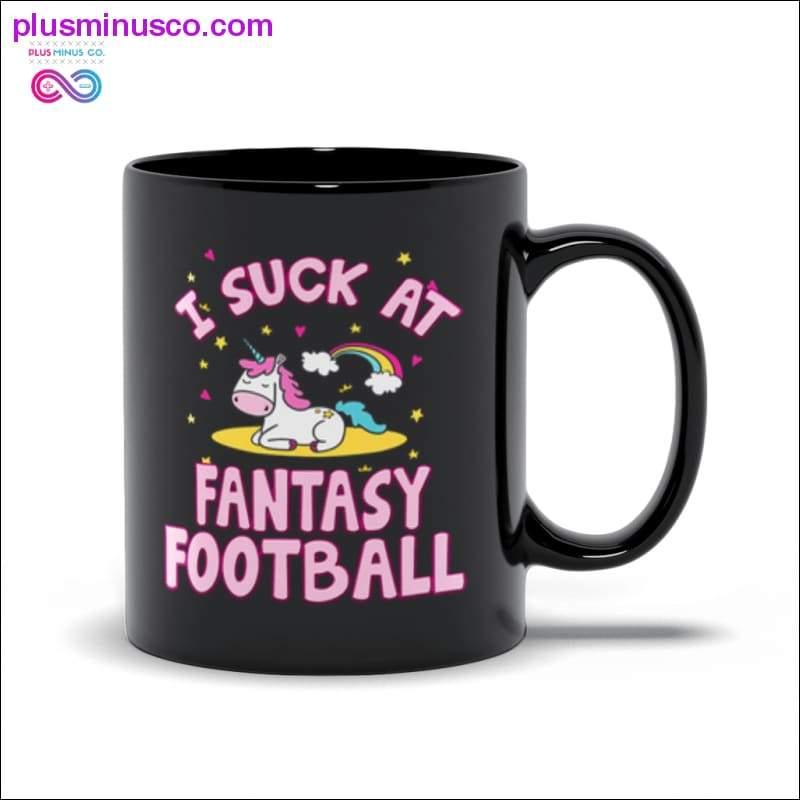 Jeg suger på Fantasy Football Black Mugs - plusminusco.com